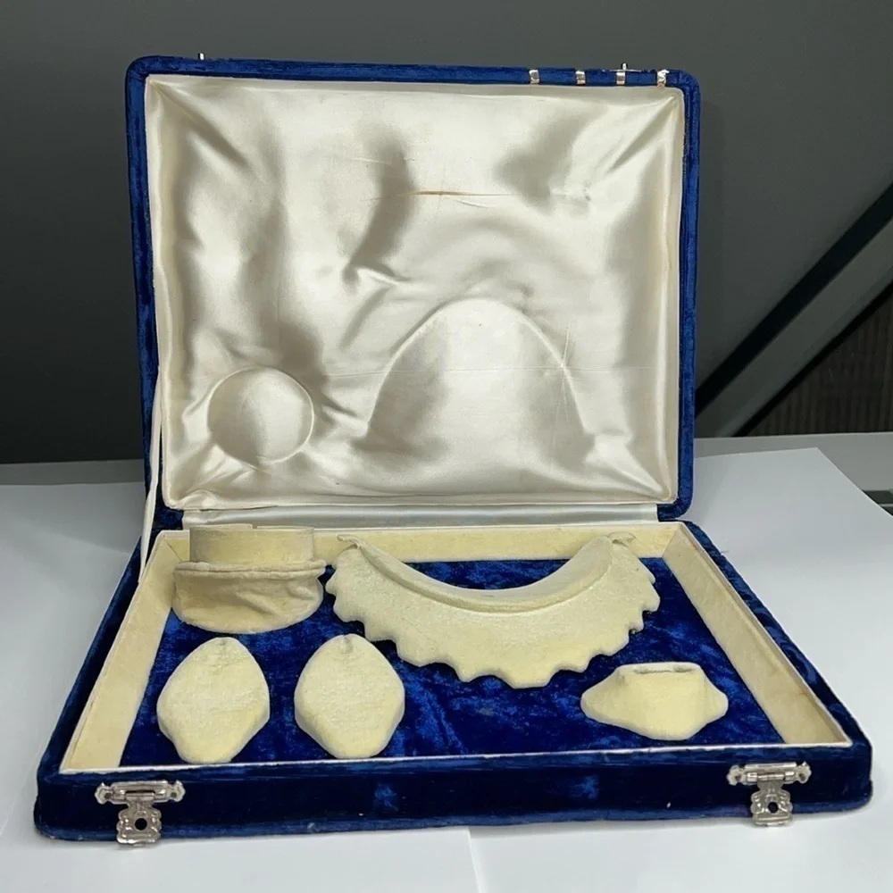 Vintage Blue Velvet 5 Celluloid Jewelry Box